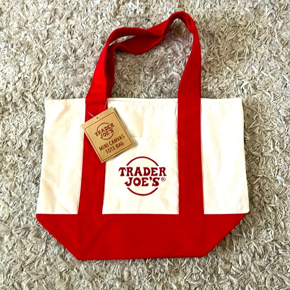 Trader Joe’s LIMITED EDITION Mini Canvas Red Tote Bag ~NWT ~ SOLD OUT IN STORES
